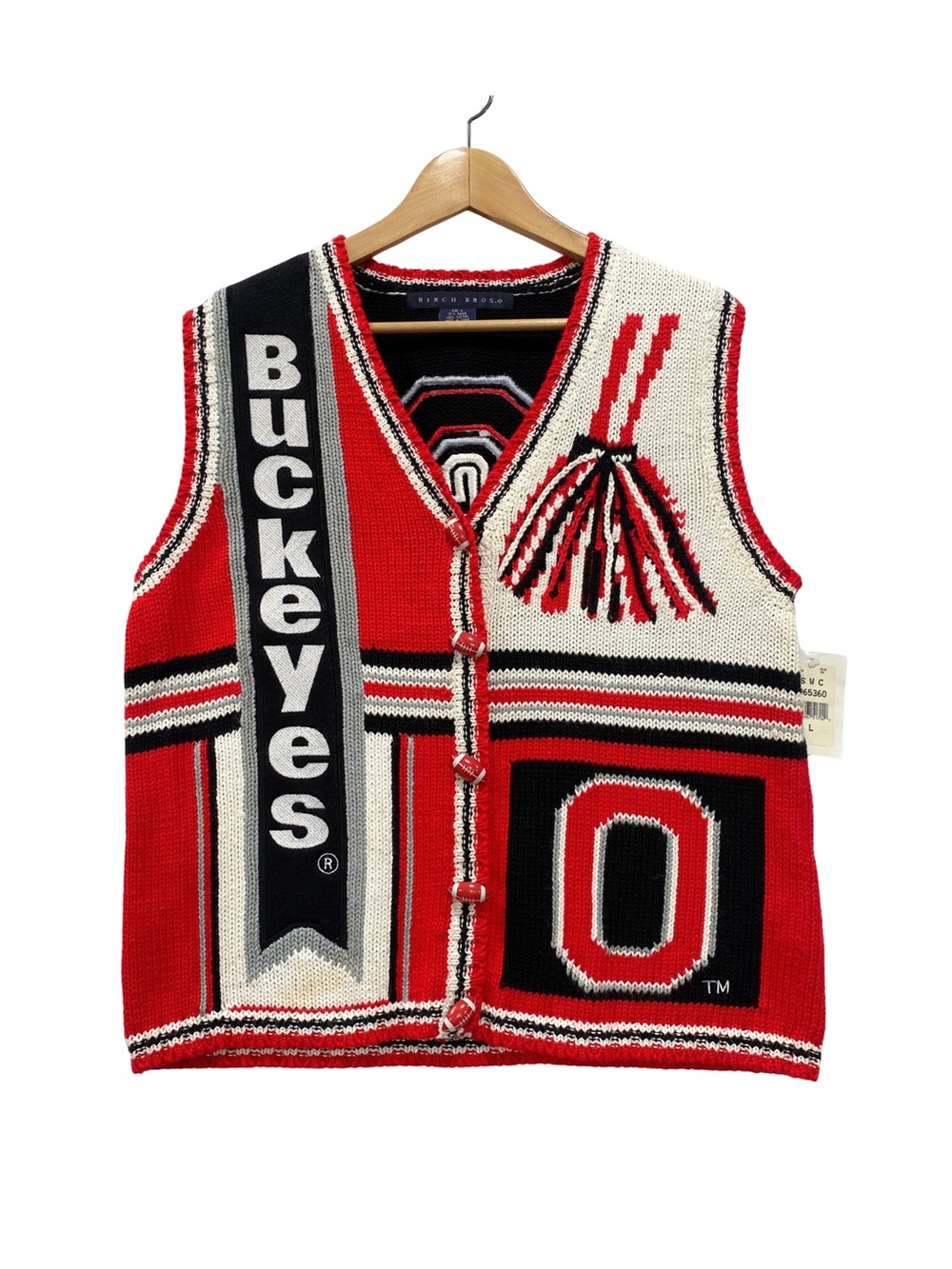 NWT Ohio State Buckeyes Vintage Knit Sweater Vest L Birch Bros. Football Buttons